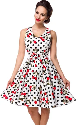 Produktbild von Belsira Mittellanges Kleid Damen Swing-Kirschenkleid schwarz/weiß M