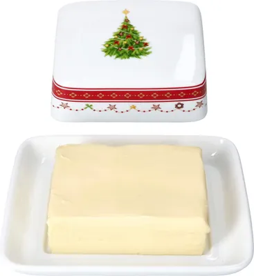 Zdjęcie produktu dla Świąteczny wymarzony pojemnik na masło z pokrywką na 250g masła Naczynia świąteczne