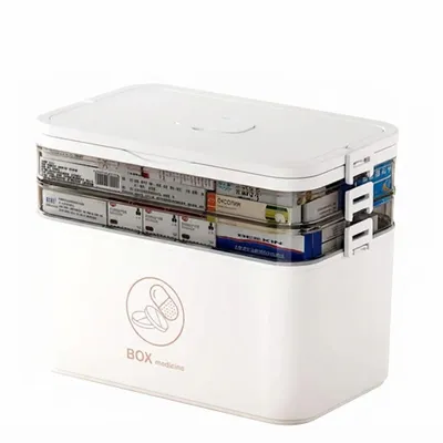 Produktbild von Große Medizin Medikamenten Organizer Box mit Fächern, Kunststoff, 3 Etagen