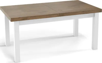 Obrázok produktu pre Moderný obdĺžnikový rozkladací jedálenský stôl - úspora miesta - biele drevené nohy - 140 až 180 cm - dub Lefkas - 140 x 80 cm