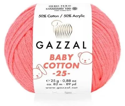 Obrázek produktu pro Příze Gazzal Baby Bavlna, 25 g, barva 3460, neonová růžová – vhodná pro pletení a háčkování