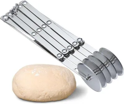 Produktbild von Famanu Teigschneider 5 Räder - Verstellbare Streifen von 1,2 bis 12,2 cm - Edelstahl