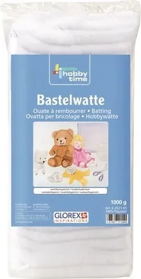 Zdjęcie produktu dla GLOREX 6 2524 05 - Wata bawełniana rzemieślnicza, 1 kg biała, 100% poliester, można prać w temperaturze do 30°C, trudnopalna, idealna do prac rzemieślniczych i jako materiał wypełniający do poduszek, lalek i miękkich zabawek