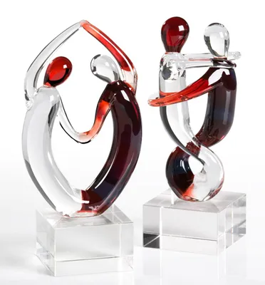 Zdjęcie produktu dla Rzeźba Casablanca, para, "Samba", motyw pary, szkło, przezroczyste, czerwone, 2 szt. jak na zdjęciu, dł. 22,5 cm, szer. 18 cm, wys. 19 cm 77459