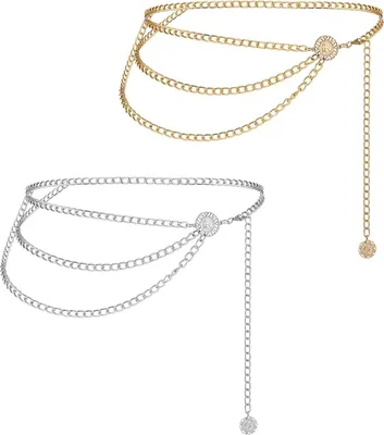 Produktbild von 2-teilige Sonnenblumen-Taillenkette – Silber + Gold