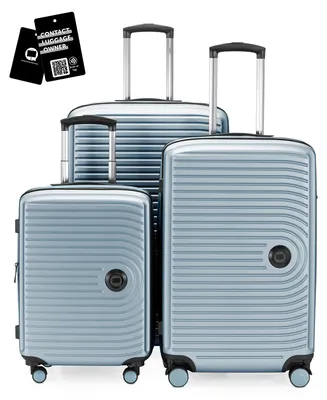 Produktbild von Hauptstadtkoffer MITTE - Gepäck-Set 3 Koffergrößen + digitaler Namensschild Gepäckanhänger, Reisetrolleys mit XL Erweiterung Kofferset Aufgabegepäck ,Pool blau