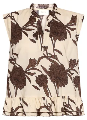 Produktbild von Lässige Bluse mit Blumenmuster, Kurzarm und V-Ausschnitt, Länge 62 cm