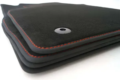 Image de Tapis de sol pour Audi Q3 RSQ3 (8U) Premium Quality Velours Tapis de voiture Anthracite 4 pièces, Couture décorative rouge