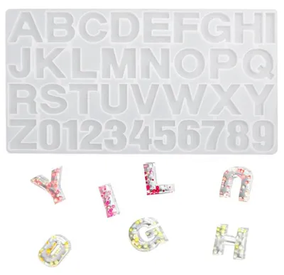 Produktbild von Silikonform Alphabet - Gießform für Buchstaben A-Z und Zahlen 0-9 - Bastelform für Epoxidharz und Gips