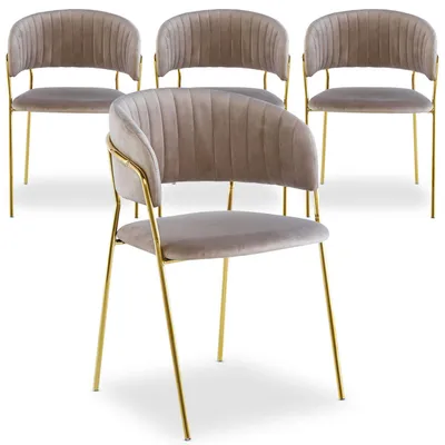 Image de MENZZO Lot de 4 chaises Tabata Velours Taupe