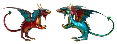 Produktbild von Bunter Metall Drache 30cm Fantasiefigur Gartenfigur Dekoration Haus und Garten