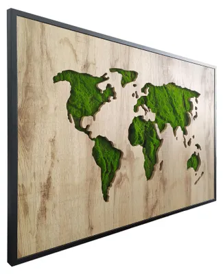 Immagine prodotto di STYLER, quadro decorativo a parete, 68x100 cm, "Mappa del Mondo 3D", motivo piante, decorazione naturale per parete, ideale per soggiorno, ufficio o camera da letto. Decorazione moderna