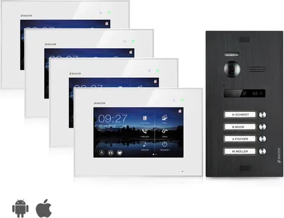 Produktbild von Balter EVO Video-Türsprechanlage  Touchscreen 7 Zoll Monitor  Türstation Schwarz  Klingel  2-Draht Bus  150° Weitwinkel-Kamera