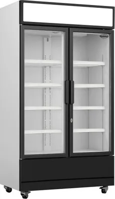 Image de Réfrigérateur commercial à 2 portes vitrées – 670 litres, refroidissement par ventilation forcée, verrouillable