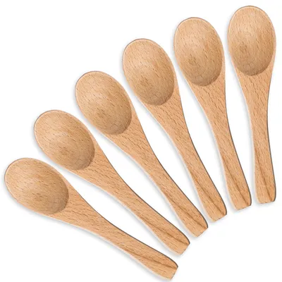 Produktbild von 6 kleine Holzlöffel, 10 cm lang, ideal als Gewürzlöffel, Honiglöffel oder Mini-Löffel