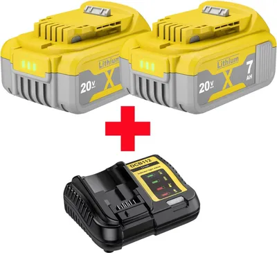 Produktbild von Lithium-Batterie-Ersatz, 7000mAh Kapazität, 20V Nennspannung, 2 Batterien 1 Ladegerät