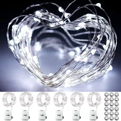 LED Lichterkette 3m, 30 LEDs, kaltweiß, 6 Stück, Batteriebetrieb