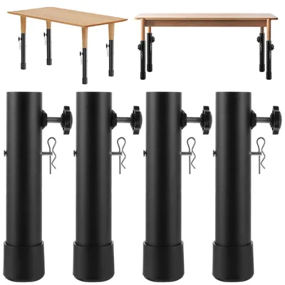 4 Tischbeinverlängerungen, höhenverstellbar, bis 20 cm, Stahl