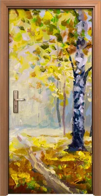 Produktbild von Türposter 90x200 cm Türaufkleber Türtapete Türfolie Klebefolie Landschafts Wald Bäume Wald Herbst