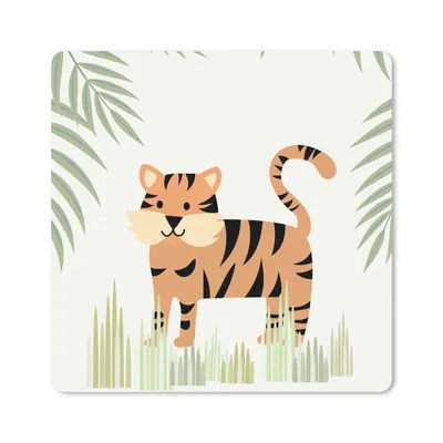 Produktbild von MuchoWow® Mauspad Mousepad Illustration eines Tigers im Dschungel 20x20 cm - Mousepads - Maus Mat - Pad - Mausunterlage - Desk Mat - Bureauartikeln
