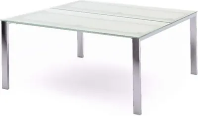 Produktbild von Mehrfacharbeitstisch Total BxTxH 180x163x73cm Gestell verchromt Platte Glas satiniert.