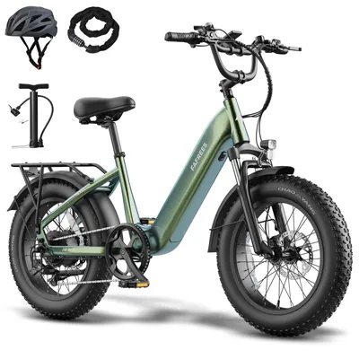 Produktbild von E-Bike mit 720 Wh Akku, 80 km Reichweite, Alu-Rahmen, Tiefer Einstieg & Shimano 7-Gang, schillerndes Blau-Grün