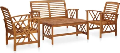 Produktbild von 4-tlg. Garten-Lounge-Set Massivholz Akazie