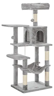 Zdjęcie produktu dla Kratownica dla kota z domkiem, hamakiem i zabawką – 60 x 50 x 90 cm
