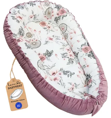 Produktbild von LEANBE Babynest Kokon aus Baumwolle & Velours - Rosa