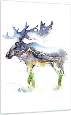 Produktbild von Bilder auf glas - Einteilig - Moose Berge Winter illustration - 70x100cm - Glasbilder - Wandbilder - Bilder - Wanddekoration aus Glas - Glas Bilder - Wandbild auf Glas - GPA70x100-3041