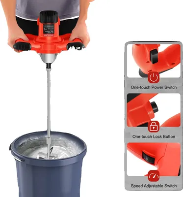 Zdjęcie produktu dla Przenośna betoniarka, pobór mocy 1500 W, napięcie 220 V, wymiary 88,5*29*19,5 cm, średnica łopatek 12 cm, waga netto 4,8 kg