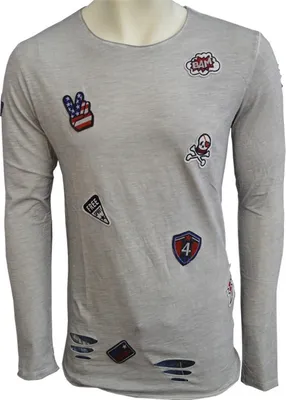 Produktbild von Brandneu Designer Longsleeve T-Shirt CARISMA im Vintagelook Grau CRM3265 L