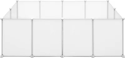Produktbild von Kleintier-Gehege – Kleintierkäfig / Freilaufgehege – Verstellbar – Schwarz – 142x72x45cm – Für Kaninchen und Hühner