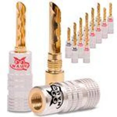 Produktbild von Hohl Bananenstecker 4mm schraubbar vergoldet 16x NAUC Stecker Lautsprecherkabel