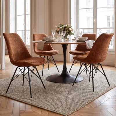 Produktbild von riess-ambiente Stuhl SCANDINAVIA MEISTERSTÜCK rostbraun schwarz Chenille Metallgestell Esszimmerstuhl