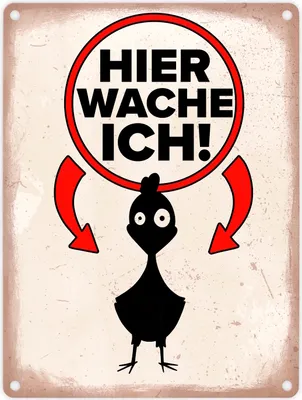 Produktbild von Hier wache ich Metallschild in 15x20 cm mit Huhn Silhouette
