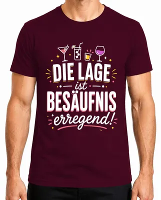 Obrázok produktu pre Tričko s potlačou "Party, alkohol, Ballermann" pre pánov, farba: bordová, veľkosť: 3XL