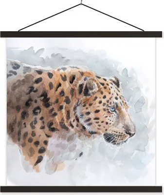 Produktbild von MuchoWow® Textilposter Panther - Aquarell - Tiere 90x90 cm mit schwarzem Rahmen - Magnetisches