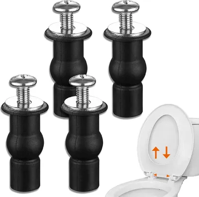 Produktbild von Toilettensitz-Schraubenbeschläge, 4er-Pack Universal-Toilettendeckel-Sitzscharniere, Schrauben, Toilettensitzbeschläge, Schraubbefestigungen zur Befestigung von WC-Sacklöchern, Beschläge für Toiletten, WC-Sacklöcher