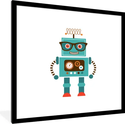 Produktbild von MuchoWow® Gerahmtes Poster Roboter - Brille - Zahnräder - Gesicht - Jungen - Kinder 40x40 cm - Poster mit Schwarzem Bilderrahmen Wandposter Rahmen Foto Bilder - Poster - Plakat im Rahmen