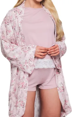 Produktbild von Schlafanzug Aus Spitze Damen Pyjama Set Schmutziges Rosa S/M