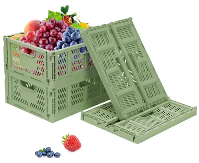 Image de Lot de 4 paniers de rangement en plastique, boîtes de rangement pliables, séparateurs de tiroirs pour la cuisine, paniers d'étagères empilables, caisses de rangement, bacs de transport, bacs de rangement pour armoires, cubes pour la maison et le bureau