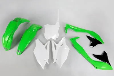 Zdjęcie produktu dla Zestaw owiewek UFO PLAST do modeli Kawasaki A OEM, zielony, biały