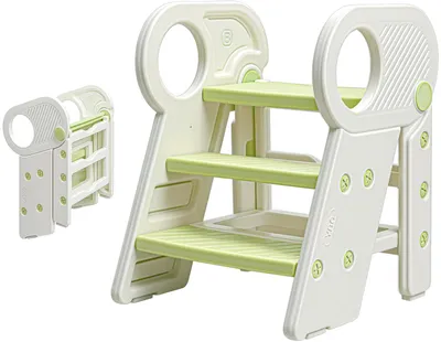 Klappbare Lerntreppe für Kinder, 3 Stufen, weiß, faltbar