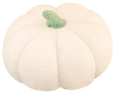 Kürbis-Dekokissen 25 cm, Halloween-Kissen, weiß, 3D-Design