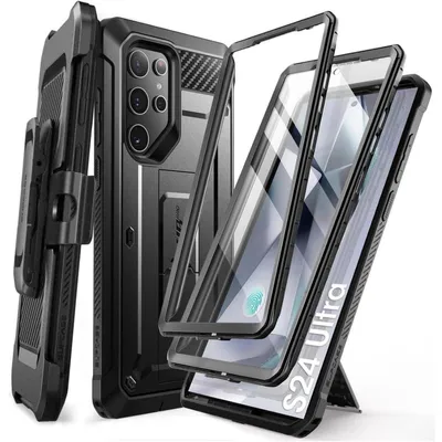 Obrázok produktu pre Puzdro pre Samsung Galaxy S24 Ultra s klipom na opasok a stojanom, čierna farba