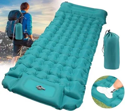 Produktbild von Ibenzoa® Selbstaufblasbare ultraleichte Campingmatte 200×70×10 cm mit integrierter Fußpumpe, ergonomischem Kopfkissen, Eierschlitz‑Design, 40D Nylon mit TPU‑Beschichtung, 760 g