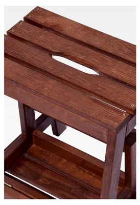 Produktbild von Multifunktionshocker aus Massivholz | Zweistufiger Tritthocker | Klapptritt für den Haushalt | 53 x 38 x 45 cm | Geöltes Buchenholz | Dunkelbraun