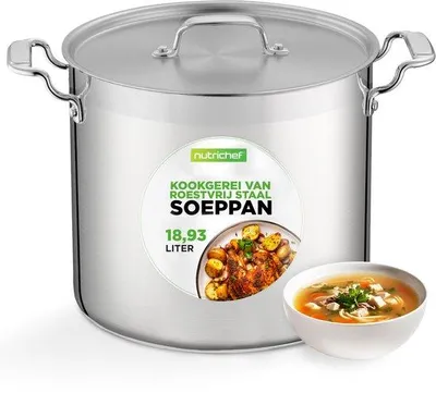 Zdjęcie produktu dla NUTRICHEF NCSPT20Q, garnek okrągły, 18 litrów, stal nierdzewna, z pokrywką