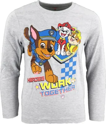 Produktbild von Paw Patrol Chase Marshall Rubble Kinder langarm Shirt – Grau / 98